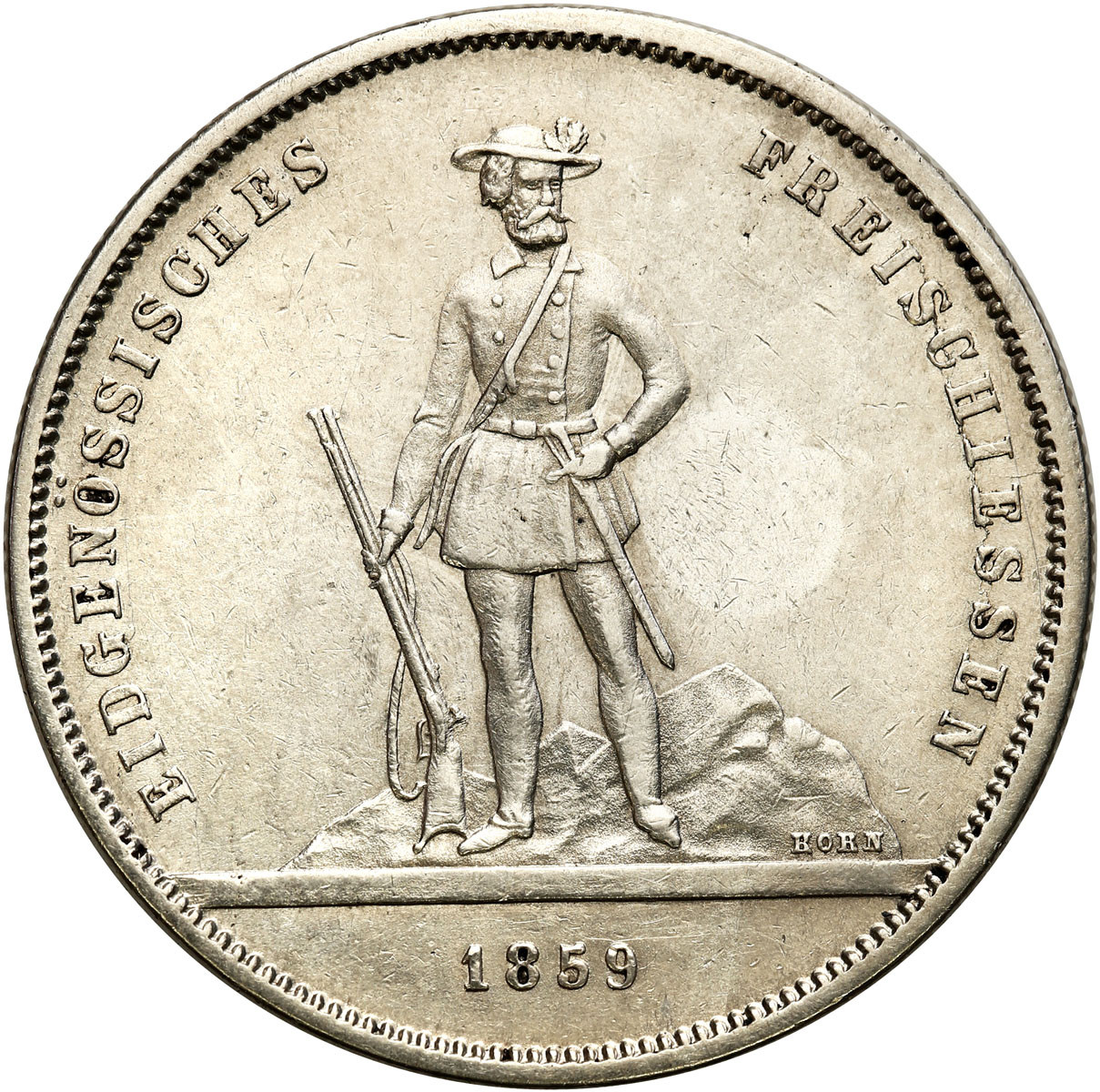 Szwajcaria. 5 franków strzeleckie 1859, Zurich